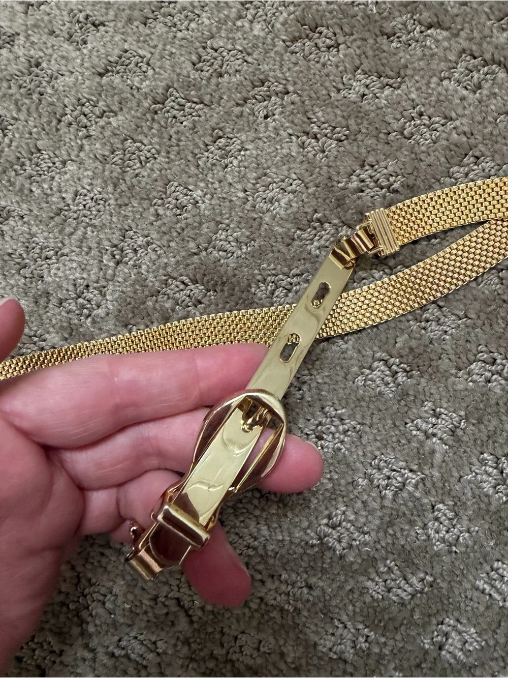 Women's Slim Gold Mesh Belt with Buckle Accent